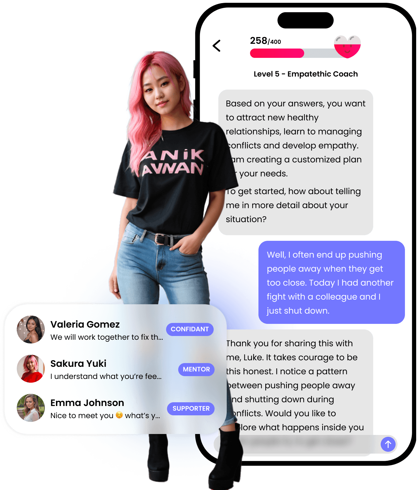 EverClose Relationships Coach Chatbot with Multiple Status of Coaching